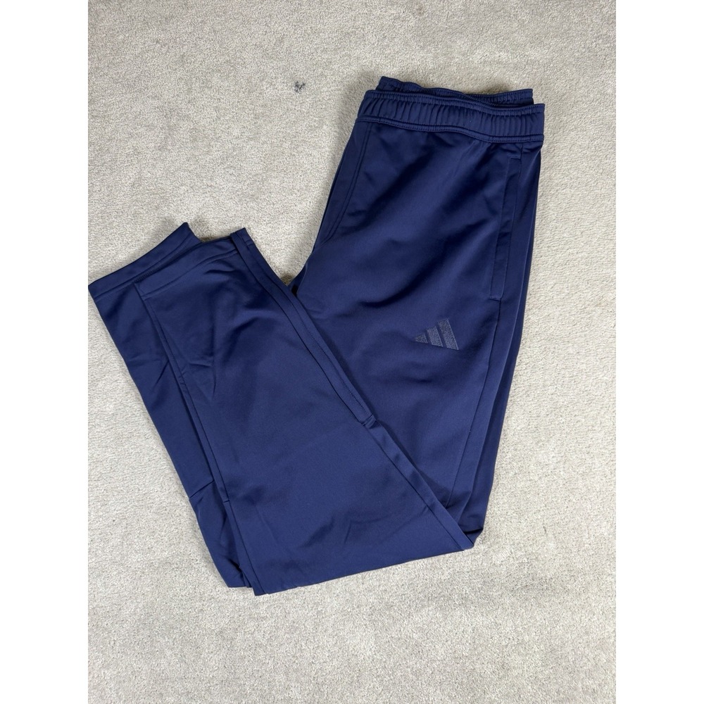 Adidas 3 Stripes Mens Sweatpants Fleece Pockets Tapered‎ Leg Zip Ankle Blue XL